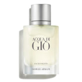 Armani Beauty Acqua di Gio bottle closeup highlights fresh citrus notes and premium design.
