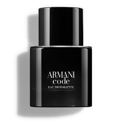 Armani Code bottle front view showing the sleek statement design for premium presence