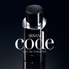 Armani Code refillable bottle cap emphasizing sustainable, long-term fragrance use