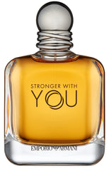 Armani Beauty Stronger With You bottle front view highlights modern masculine design.
