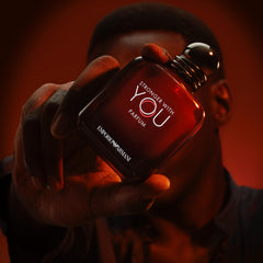 Armani Beauty Stronger with You Parfum bottle top highlighting premium packaging and scent identity