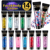 AROIC brillos cuerpo 14 colores: destellos vibrantes para piel y cabello