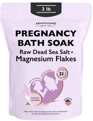 Aromasong sal de baño para embarazo en frasco, ideal para relajación y alivio muscular.