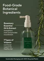 AROMATICA rosemary water spray on scalp close-up for refreshing hydration.
