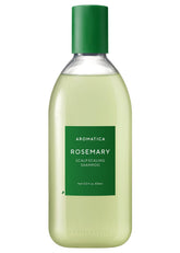 AROMATICA Rosemary Scalp Shampoo bottle shows a vegan formula for gentle cleansing