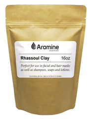 Aromine Rhassoul polvo en envase, listo para uso diario y almacenamiento.