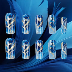 AROVFAM sea acrylic nails with love heart design for playful looks