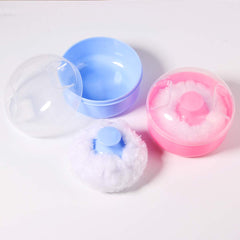 Arroyner powder puff blue closeup highlights plush surface for even application