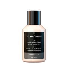 The Art of Shaving unscented balm bottle for post-shave hydration.