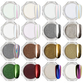 Artdone Polvo cromado para uñas, kit de 16 colores con brillo espejo