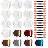 Artdone Chrome Nail Powder kit 16 piezas, acabado espejo para uñas brillantes.