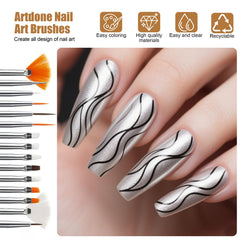 Artdone nail art dust brush helps clean and prep tips.