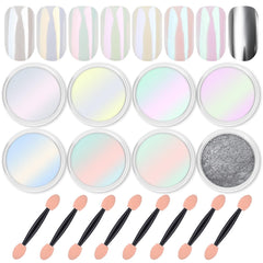 Artdone polvo cromado para uñas – colección de 8 envases para brillo intenso