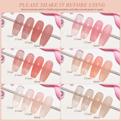 Artdone translucent pink gel polish for a natural, sheer manicure.