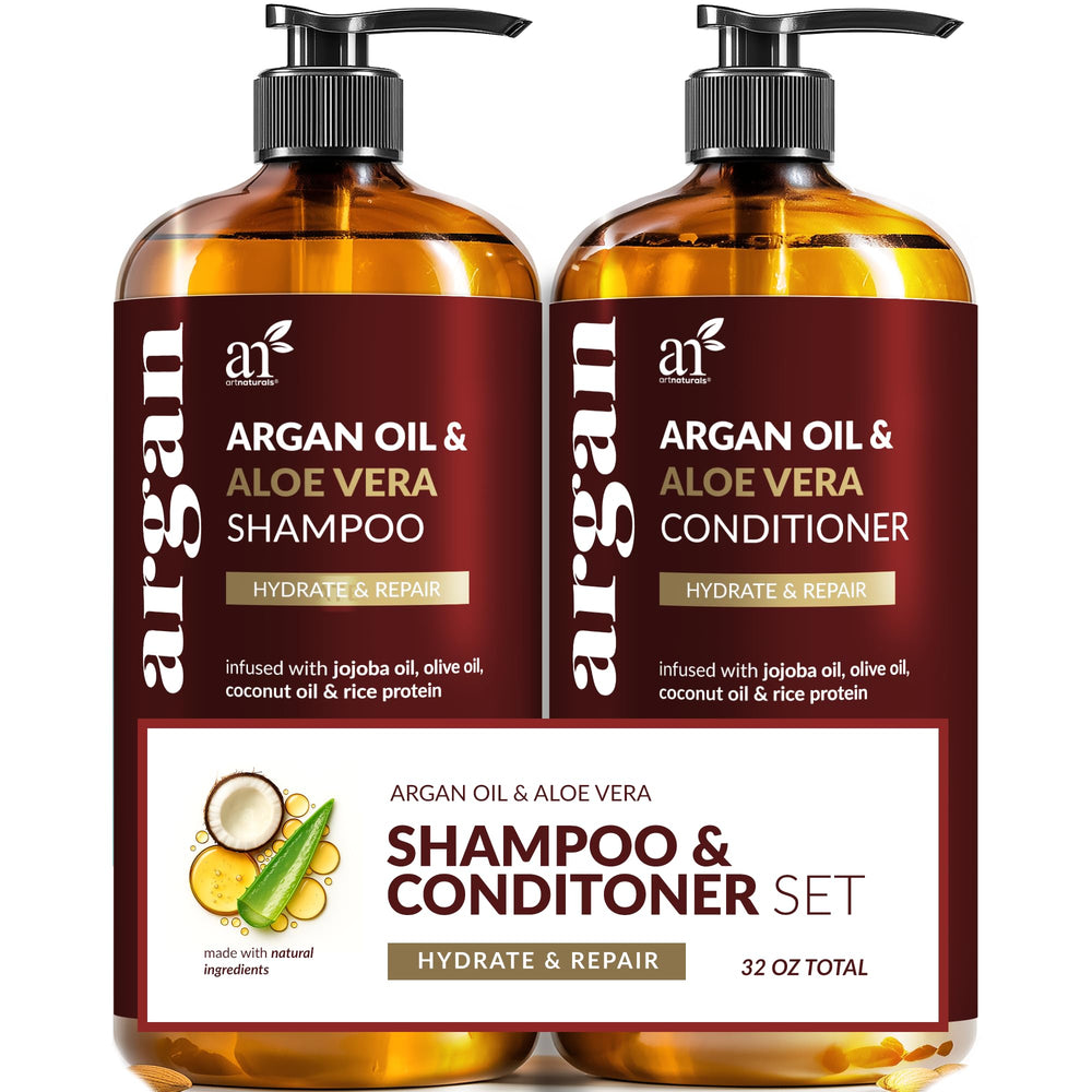 ArtNaturals Argan Oil Shampoo bottle highlighting hydrating formula for dry hair.