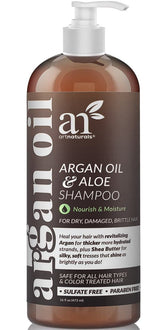 Artnaturals Shampoo Argán Marruecos: botella que ofrece hidratación suave para todo tipo de cabello.