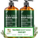 Artnaturals Tea Tree Oil Body Wash bottle provides refreshing antibacterial cleansing for acne-prone skin.