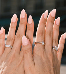 Artquee uñas pegadas rosa suave brillo duraderas para eventos y fiestas.