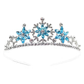 Arvintas crystal rhinestone snowflakes tiara front view highlighting light blue sparkle