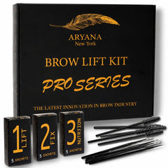 Aryana New York eyebrow lamination kit sachets in use for quick at-home brow lift.