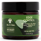 As I Am Rosemary Edge Control, frasco de 2 oz para bordes definidos.