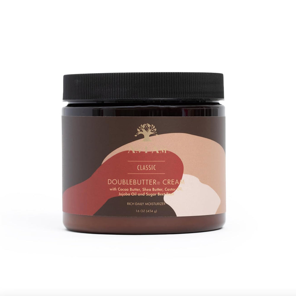 As I Am Double Butter Rich Daily Moisturizer bottle seals moisture and adds shine.
