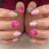 ASABITE uñas adhesivas almendra con diseño floral para un look elegante