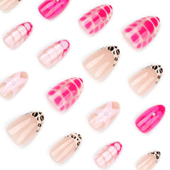 ASABITE uñas adhesivas almendra con estampado leopardo, estilo atrevido