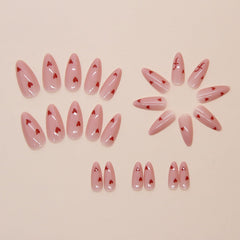 ASABITE valentines heart pattern nails enhance romance with a subtle nude-pink finish