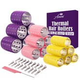 Asani Thermal Rollers set demonstrates versatile styling for various hair lengths.