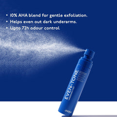 Asaya Even Tone Mist: textura no grasa y secado rápido en axilas.
