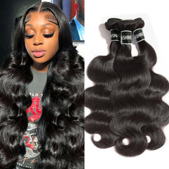 ASHINE Cambodian raw hair bundles in body wave close-up showing silky texture