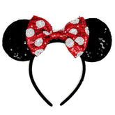 ASHONE mouse ears headband red bow closeup highlighting durable, party-ready design