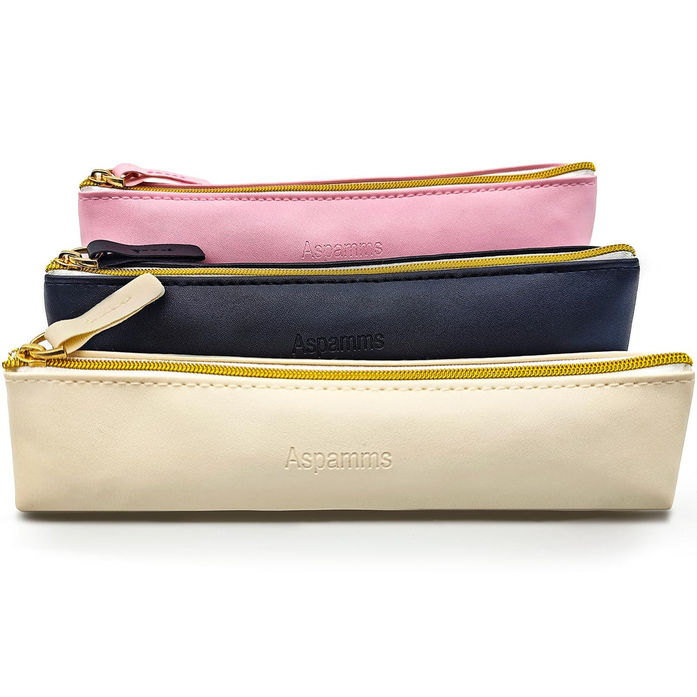 Aspamms 3PCS makeup bag set in black pink and beige for organized daily use
