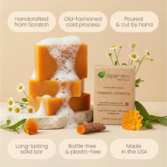 Turmeric Soap bar texture close-up highlighting natural ingredients