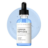 Asterwood Copper Peptides Serum bottle highlighted for anti-aging support