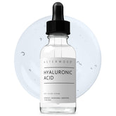 Asterwood Hyaluronic Serum bottle with dropper highlighting hydration focus.