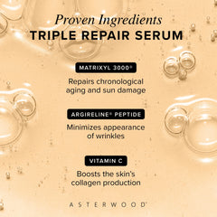 Asterwood Triple Repair Serum pump dispenser ready for easy daily application