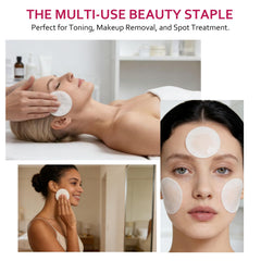 Astraescly rounds used to apply toner evenly across the face.