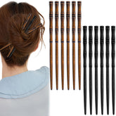 Aswewamt palillos de madera vintage, punta de bambú: fijación suave para cabello