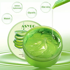 ASYBO Aloe Vera Gel close-up texture reveals smooth, pourable consistency