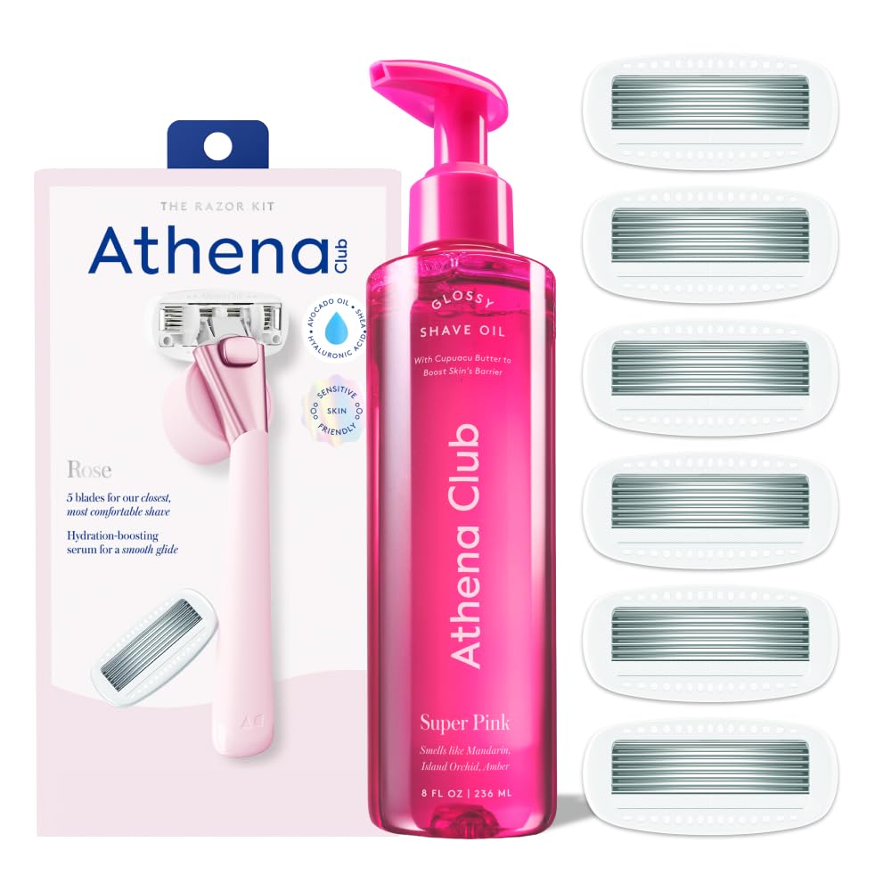 Athena Club razor handle close-up highlighting secure grip for shaving