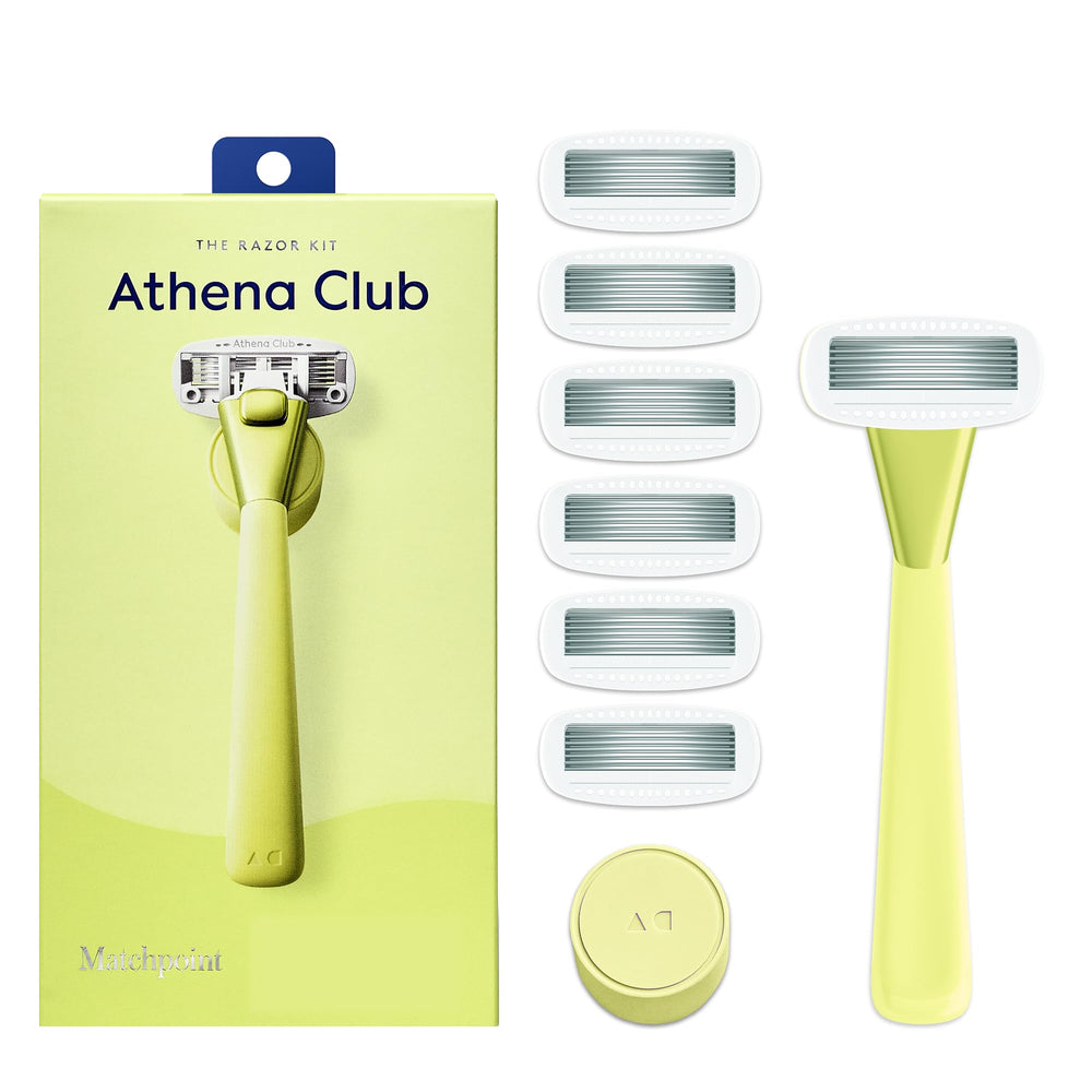 Athena Club women's razor kit handle offers a non-slip grip for comfortable shaving.