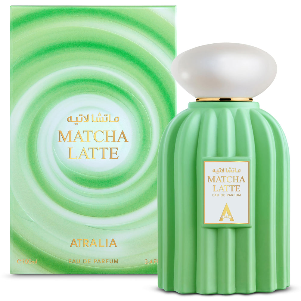 Atralia Matcha Latte bottle close-up highlighting vanilla sweetness ideal for daily wear