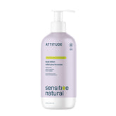 ATTITUDE body lotion bottle close-up highlighting sensitive-skin formula and clean ingredients.
