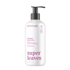 ATTITUDE liquid hand soap bottle front view with coconut and wild berries fragrance for gentle daily cleansing.