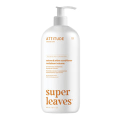ATTITUDE Volume y Brillo acondicionador, botella visible, aporta cuerpo ligero al cabello fino.