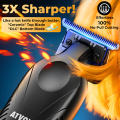 ATVOXIS brushless motor 9000rpm delivers quiet, powerful performance for thick hair.