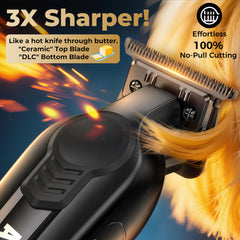 ATVOXIS hair trimmer shows motor close-up demonstrating steady 7,500 RPM power.