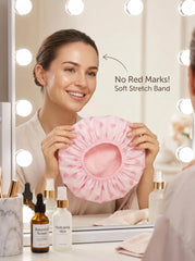 Auban Shower Cap waterproof exterior blocks droplets for quick showers without ruining hairstyles.